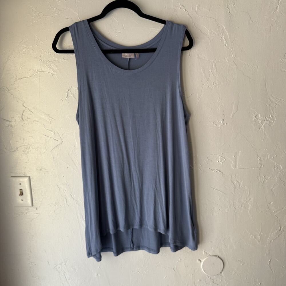 LOGO Layers Tank Top‎ Womens Large Blue Sleeveless Rayon Spandex Tunic Stretchy